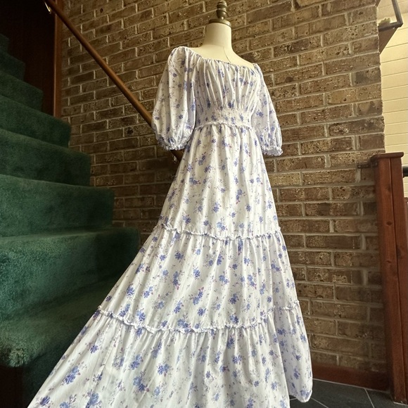 LoveShackFancy Dresses & Skirts - LoveShackFancy for Target Gemma Milkmaid Tiered White Ditsy Floral Maxi Dress
